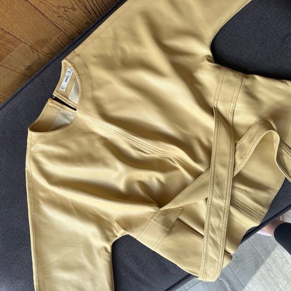 Mango Faux Leather Belted Shirt Jacket Camel Beige Size S - Picture 10 of 11